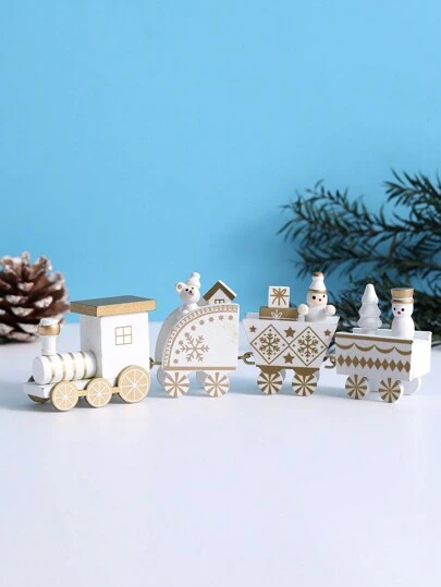 1件装木制火车创意趣味桌面摆件节日礼物生日家居装饰圣诞节装饰房间装饰冬季圣诞节装饰家居圣诞礼物圣诞装饰