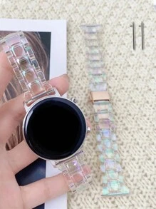 1pc 20mm Samsung Galaxy Strap Is Comfortable And Waterproof, Compatible With Samsung Galaxy Watch 4/5/6/7 40mm 44mm, Unisex Samsung Galaxy Strap, Stylish And Light Resin Small Waist Samsung Strap With Rose Gold Metal Buckle, Rainbow Transparent Strap, Quick-Release Crystal Strap, Compatible With Samsung Strap Galaxy 5/4 40mm 44mm/Pro 45mm, Galaxy Active 2 40mm/Active 40mm - Clear - View 7