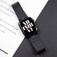 碳纖維錶帶兼容蘋果手錶帶超級49mm 45 41mm 44mm 40 42mm時尚磁力手鍊兼容蘋果手錶系列8 7 6 5 4 3 SE（不包括手錶） - 黑色 - 查看 2