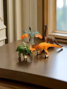 4入組中型逼真恐龍模型,包括暴龍、迅猛龍、三角龍和棘龍,可作為收藏裝飾、手工藝品或兒童教育玩具 - 彩色 - 查看 5