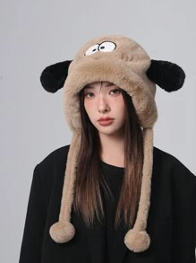 1 Women's Autumn And Winter Warm Hat Khaki Plush Cute Animal Puppy Ears Thunder Hat Fur Ball Ear Protection Hat Suitable For Daily Use - Khaki - View 12
