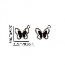 2pcs Simple Oil Drop & Micro Inlay Rhinestone Butterfly Pendant Necklace & Earrings Set - double butterfly - View 2