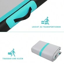 Tapis de gymnastique gonflable 3 m x 1 m, tapis d'entraînement avec pompe à air, sac de transport pour la maison, l'extérieur, le yoga, l'exercice de gymnastique - Vert - Voir 8