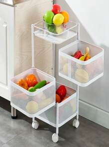 1 件家用 3 層多功能蔬菜廚房旋轉收納架,附轉角架,可存放水果和蔬菜 - 白色 - 查看 1