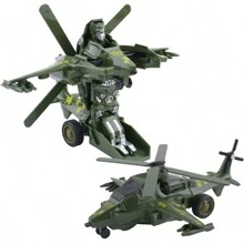 Transforming Robot War Vehicles: Armed Helicopter & Robot Car, Boys' Inertial Toy - Army Green - View 1