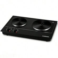 Cusimax 1800W Countertop Double Cast Iron Burner,7.4 In. And 6.1 In. Hot Plate With Temperature Controls & Indicator Lights,Portable 2 Burner Electric Cooktop Kitchenette,Great For Home Use,Easy To Clean - 黑色 - 查看 10