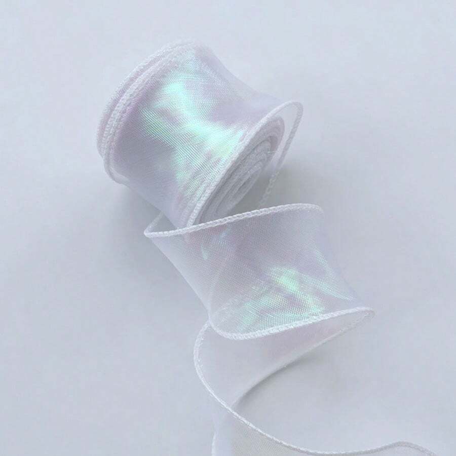 1pc Shiny Organza Ribbon For Cake, Gift, Flower Decoration And Wrapping - White - View 1