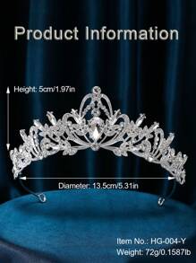 1 件金属优雅派对头饰，奢华巴洛克水晶婚礼新娘皇冠头带，新娘发夹配饰，婚礼礼物 - 銀色 - 查看 5