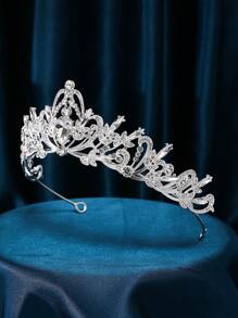 1 件金属优雅派对头饰，奢华巴洛克水晶婚礼新娘皇冠头带，新娘发夹配饰，婚礼礼物 - 銀色 - 查看 3