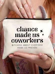 1個"機會使我們成為同事"紋路有趣化妝包，最好的朋友禮物口紅包最好的朋友生日化妝袋女性化妝包禮物，尤其適合作為聖誕節朋友禮物，聖誕禮品袋收納大容量零錢包 - 白色 - 查看 1