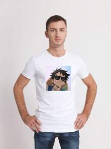 Camiseta animada one piece luffy Unisex cuello redondoMODA COSMICA - Blanco - Ver 4