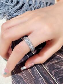 1pc Elegant Cubic Zirconia Ring, Gift For Women, Anniversary Party Jewelry - Silver - View 9
