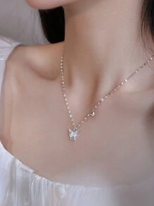 1個豪華蝴蝶吊墜項鍊，配925純銀鏈，適合女性日常佩戴和假期穿著 - 蝴蝶型 - 查看 9