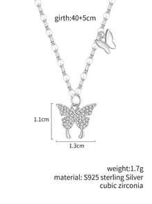 1個豪華蝴蝶吊墜項鍊，配925純銀鏈，適合女性日常佩戴和假期穿著 - 蝴蝶型 - 查看 4