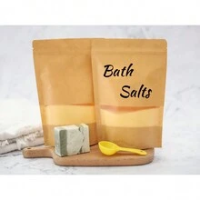 200 Stand Up Pouch Kraft Bags With Window For 60g - Yellow - View 5