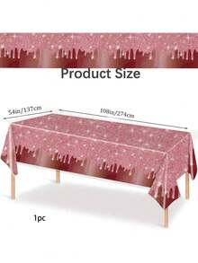 1pc Laser Disposable Tablecloth 137 * 274cm, Party Desktop Decoration, Valentine's Day Outfit, Rose Gold - Rose Gold - View 2