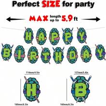 Turtle happy birthday banner turtle shell shape paper banner backdrop for Teenage Mutant turtle theme birthday party decoration baby shower decoration