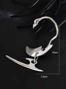 1pc Punk Rock Style Silver Non Piercing Ear Cuff Wrap Around Earring Women Party Cosplay Jewelry - Silver - View 3