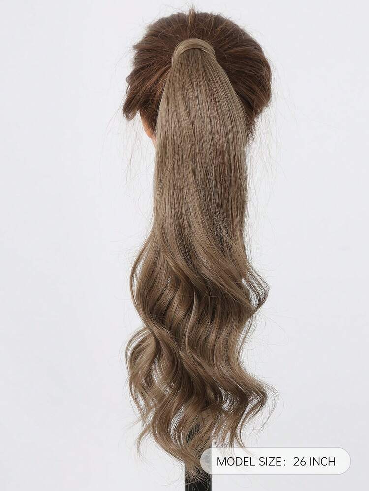 Extensión de coleta flexible que se envuelve alrededor, 26 pulgadas, coleta larga y gruesa de color marrón, extensiones de cabello 100g, rizado y ondulado, extensiones de coleta de color marrón claro para uso diario de mujeres - Marrón - Añade 2