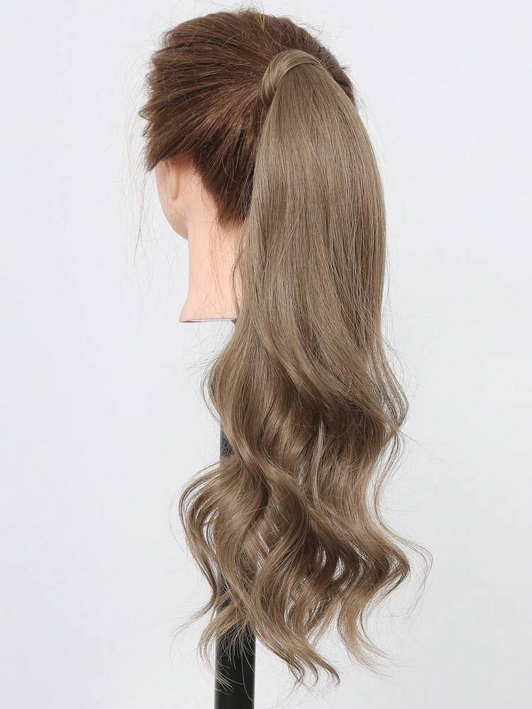 Extensión de coleta flexible que se envuelve alrededor, 26 pulgadas, coleta larga y gruesa de color marrón, extensiones de cabello 100g, rizado y ondulado, extensiones de coleta de color marrón claro para uso diario de mujeres - Marrón - Añade 7