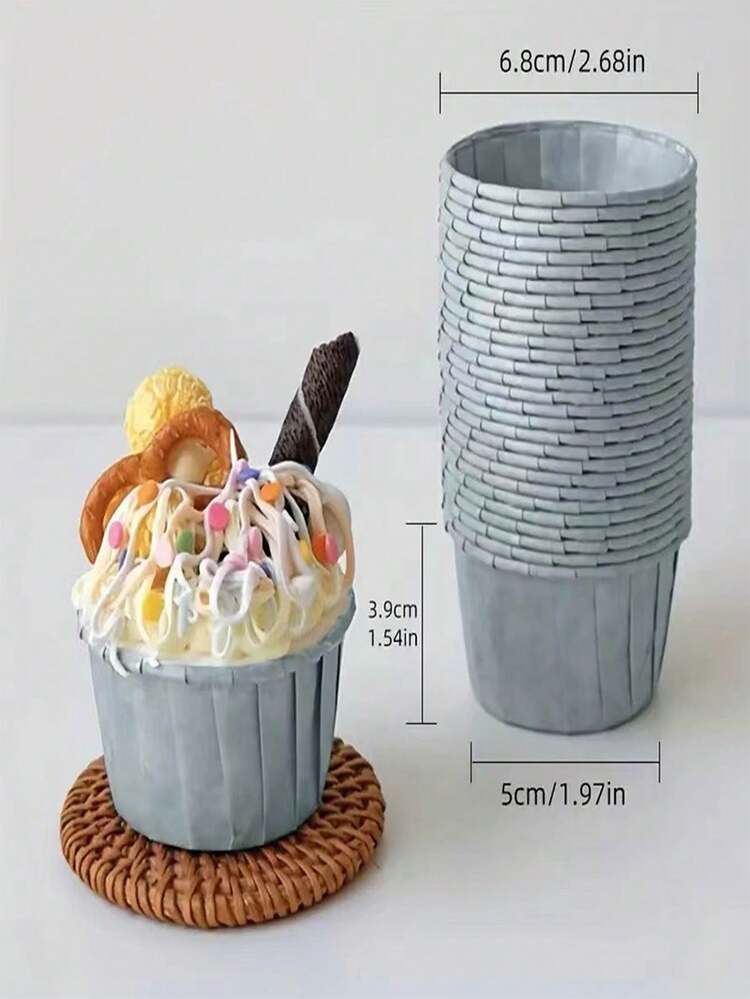 50個の使い捨てケーキ紙カップ、耐油性、耐熱性、マフィン、カップ