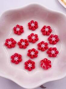 40个随机混合树脂迷你彩色雪人树圣诞老人礼盒钱袋手套袜子雪花鹿屋平底圣诞摆件美甲DIY剪贴簿配件工艺品