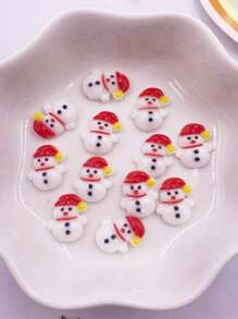 40个随机混合树脂迷你彩色雪人树圣诞老人礼盒钱袋手套袜子雪花鹿屋平底圣诞摆件美甲DIY剪贴簿配件工艺品