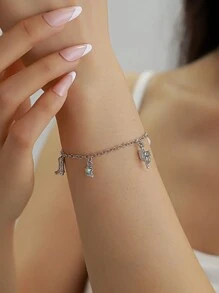 1 Miếng Phong cách phương Tây Retro Hợp kim Nón cao bồi , Giày ống , Xương rồng , Bùa móng ngựa Trang trí Chuỗi vòng tay Đối với phụ nữ , Mặc hàng ngày - Bạc - Xem 1