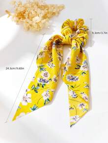 1 件秋冬可爱女士面料花卉可拆卸发巾发圈雪纺花卉发圈发带马尾辫固定器发圈二合一复古配饰适合女士女孩