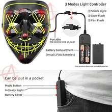 Máscara Luz Led La Purga Halloween The Purge Colores Calidad - Rojo - Ver 3