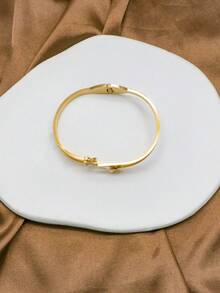 1 Piece Gold  Color Personalized Fashion Butterfly Shaped Stainless Steel Women's Bracelet - Gold - View 2