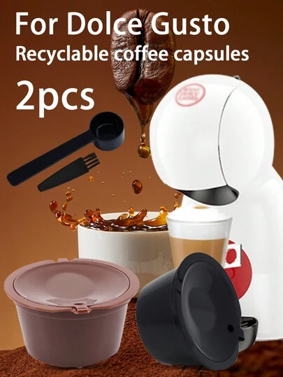 2 Pezzi + Cucchiaio Pennello Filtro Capsule Caffè Filtro Capsula Rete Tazza Per Caffè Fatto In Casa Dolce Gusto