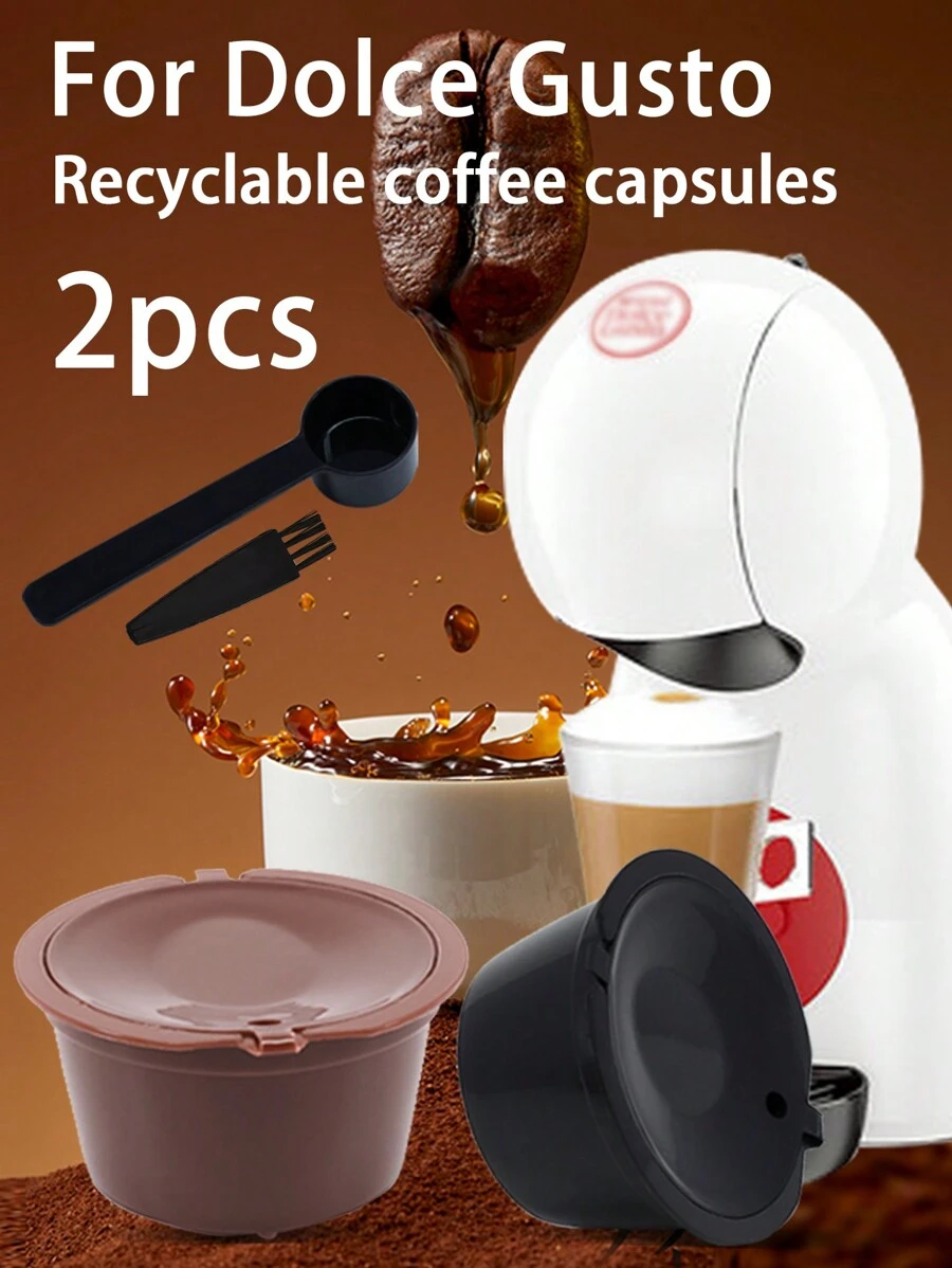 2pcs + Spoon Brush Coffee Capsule Filter Mesh, Suitable For Homemade Coffee