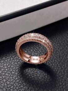 立方氧化锆装饰戒指，适合日常佩戴 - 玫瑰金 - 查看 8
