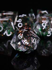 JOYLORD D&D Sharp Edge Dice Set - 7-Piece Polyhedral Dice Collection For , Exquisite D&D Dice Set, Perfect For RPG Role-Playing - Includes D20, D10, D8, D6, D4 Dice - Green - View 4