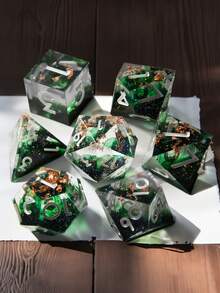 JOYLORD D&D Sharp Edge Dice Set - 7-Piece Polyhedral Dice Collection For , Exquisite D&D Dice Set, Perfect For RPG Role-Playing - Includes D20, D10, D8, D6, D4 Dice - Green - View 2
