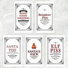 5入組有趣的聖誕節紅酒標籤,創意開玩笑瓶貼,開心的紅酒標籤 - 白色 - 查看 1