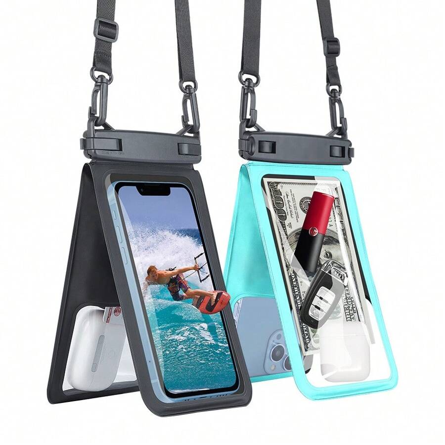 Bolsa impermeable de doble capacidad para teléfono, bolsa impermeable de gran tamaño para teléfono, bolsa impermeable para buceo, accesorios de viaje, accesorios de playa para nadar, artículos esenciales de playa, flotador de piscina