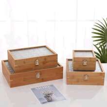 1個高端花旗木紋玻璃盒,帶有矩形蓋。用於珠寶,證書,項鏈和其他物品的存儲和管理。適用於家居和桌面,具有鎖扣設計。大尺寸,26*18*10厘米 - 橘色 - 查看 4