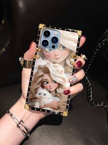 1pc White Cartoon Character Pattern Rectangle Anti-Drop Fashionable Phone Case Compatible With Iphone 7P/8Plus/16/16PLUS/16PRO/16PROMAX/XR/XSMAX/11/11Pro/11ProMax/12/12Pro/12ProMax/13/13Pro/13ProMax/14/14Pro/14Plus/14ProMax/15/15Pro/15Plus/15ProMax Galaxy Z Flip3/Z Flip4 /S24FE/S23 FE. The Color Will Display Differently Under Different Lighting Conditions, And There Is A Protective Film On The Pattern That Needs To Be Removed Before Use. - White - View 10