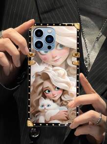 1pc White Cartoon Character Pattern Rectangle Anti-Drop Fashionable Phone Case Compatible With Iphone 7P/8Plus/16/16PLUS/16PRO/16PROMAX/XR/XSMAX/11/11Pro/11ProMax/12/12Pro/12ProMax/13/13Pro/13ProMax/14/14Pro/14Plus/14ProMax/15/15Pro/15Plus/15ProMax Galaxy Z Flip3/Z Flip4 /S24FE/S23 FE. The Color Will Display Differently Under Different Lighting Conditions, And There Is A Protective Film On The Pattern That Needs To Be Removed Before Use. - White - View 9