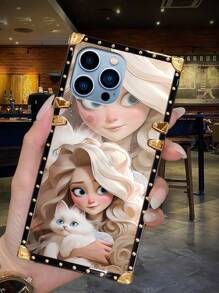 1pc White Cartoon Character Pattern Rectangle Anti-Drop Fashionable Phone Case Compatible With Iphone 7P/8Plus/16/16PLUS/16PRO/16PROMAX/XR/XSMAX/11/11Pro/11ProMax/12/12Pro/12ProMax/13/13Pro/13ProMax/14/14Pro/14Plus/14ProMax/15/15Pro/15Plus/15ProMax Galaxy Z Flip3/Z Flip4 /S24FE/S23 FE. The Color Will Display Differently Under Different Lighting Conditions, And There Is A Protective Film On The Pattern That Needs To Be Removed Before Use. - White - View 8