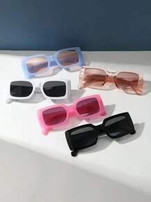 5pcs Vintage Square Thick Frame Plastic Sunglasses, Fashion Classic Sun Shades Accessory For Outdoor Travel Beach Vacation Uv Protection Sunglasses Beach Sun Glasses Beach Accessories For Women Sun Glasses Sunglasses Shades Basics And Suit For Sweater Jeans Sweatpants Hoodie Jackets Dress And Long Sleeve Shirt Fashionable Shade Elegant Outfit Family Outings Travel Vacation Holiday - 彩色 - 查看 2