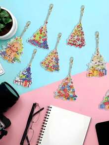 8pcs/set Christmas Tree Keychains - Multicolor - View 1