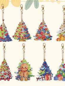 8pcs/set Christmas Tree Keychains - Multicolor - View 2
