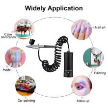 1 Set Of Air Spray Gun With Duct, Mini Air Compressor Kit, Air Brush Paint Spray Gun, Suitable For Manicure, Cake Making, Painting, Crafts, Etc. Best Gift For Friends, Family(Black) Tools