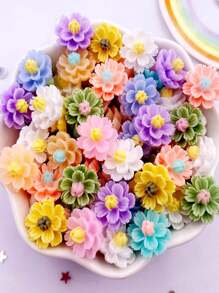 30颗12毫米混合树脂康乃馨平底水钻，适用于剪贴簿、婚礼装饰、DIY工艺品、情人节、暑期学校等场合。 - 彩色 - 查看 4