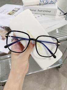 1 件男女通用时尚 Tr90 超大处方眼镜适合拍照 - 黑色 - 查看 1