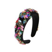 1pc Women's Colorful Baroque Full Diamond Decor Flower Design Fashionable High-end Rhinestone Hairband For Daily Use - colored diamonds - View 2