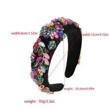 1pc Women's Colorful Baroque Full Diamond Decor Flower Design Fashionable High-end Rhinestone Hairband For Daily Use - colored diamonds - View 5